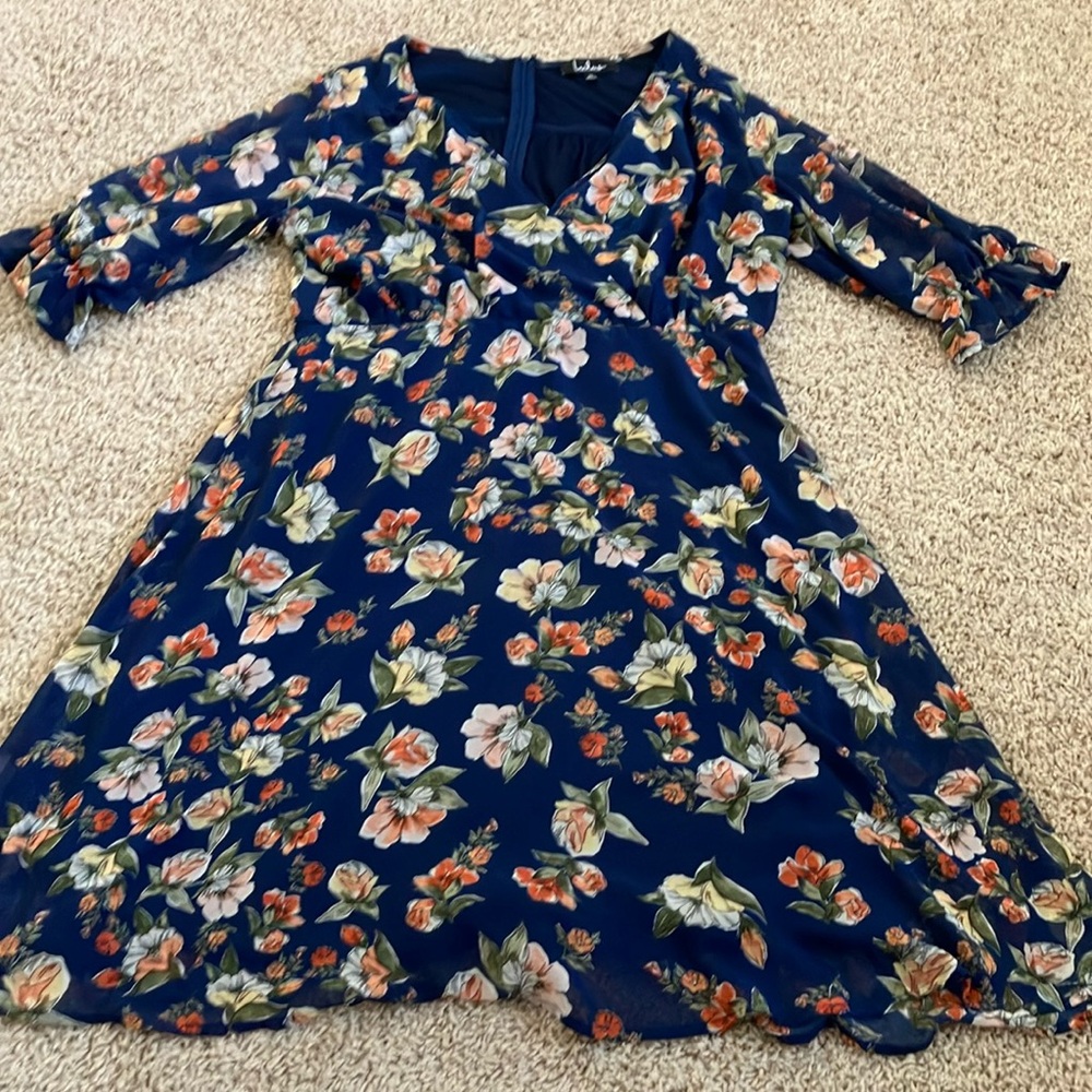 Floral Dress in Navy Blue